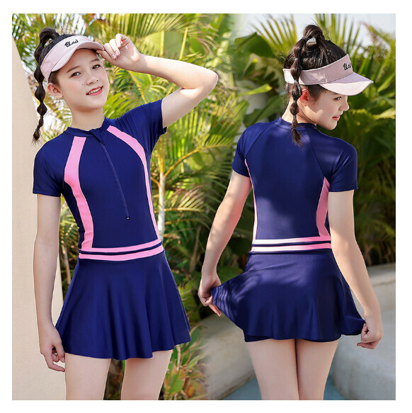 新款兒童連體式泳衣【L-2XL碼】【藏青】(下單後聯絡客服確認發貨尺碼) 