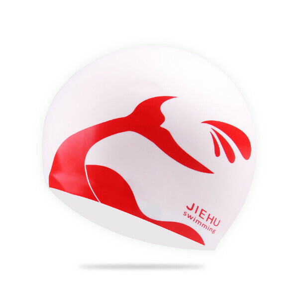 New silicone waterproof swimming cap [extra large fishtail silicone cap white]