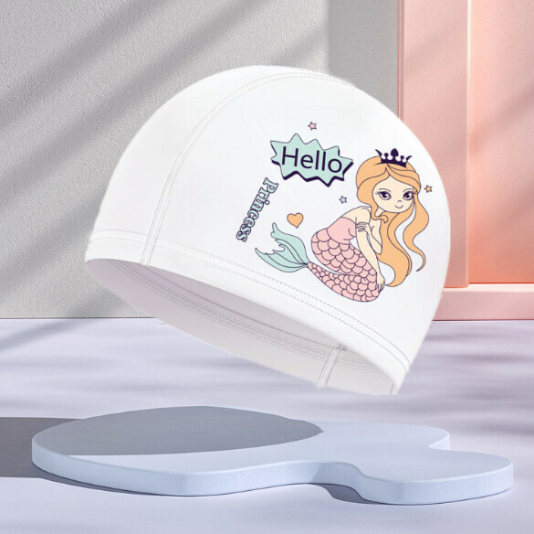 New PU waterproof swimming cap [White Mermaid]
