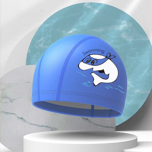 New PU waterproof swimming cap [Blue Dolphin]
