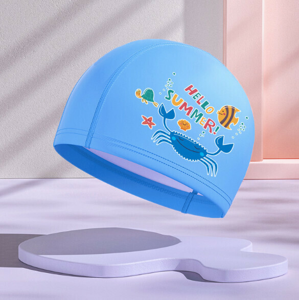 New PU waterproof swimming cap [Blue Crab]