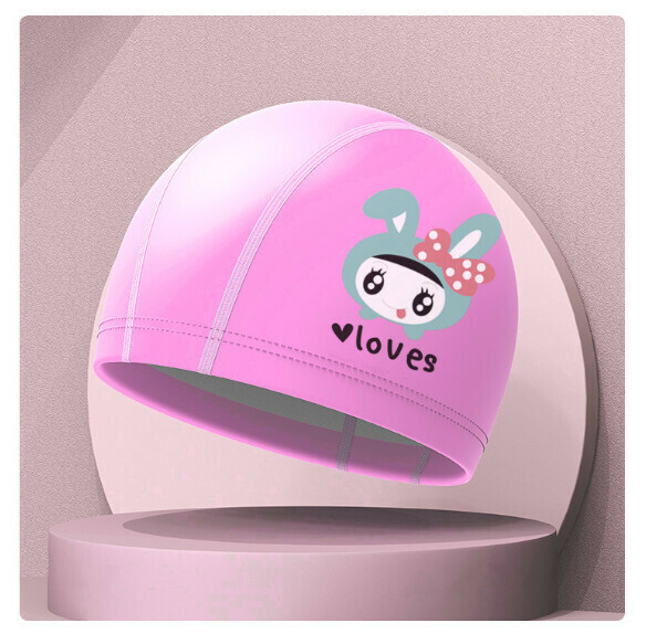 New PU waterproof swimming cap [Pink Rabbit]