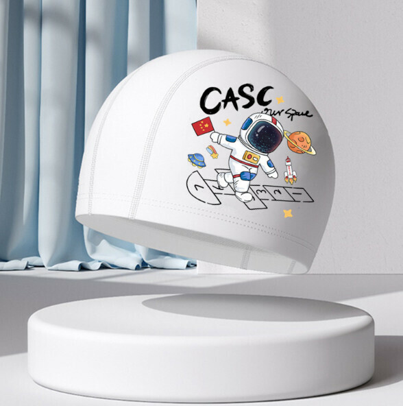 New PU waterproof swimming cap [White Astronaut]