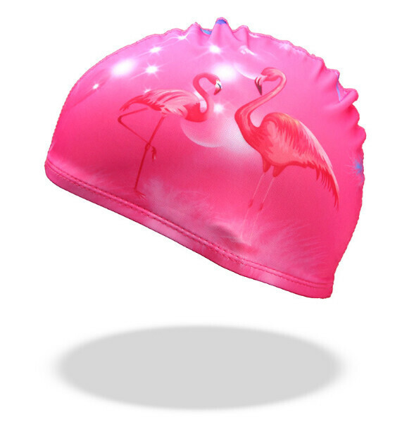 New children's swimming cap [Pink Firebird Cloth Cap]
