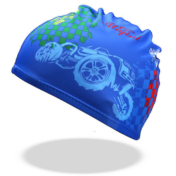 New children's swimming cap [blue car cloth cap]