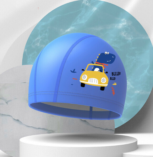 New PU waterproof swimming cap [Driving Dinosaur]