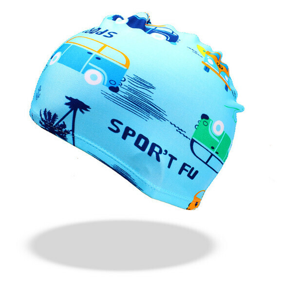 New children's swimming cap [Lake blue minibus cloth cap]