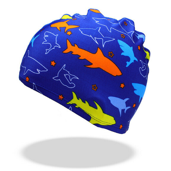 New children's swimming cap [sapphire blue shark cloth cap]