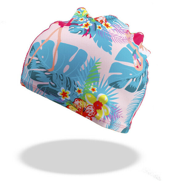 New children's swimming cap [feather cloth cap]