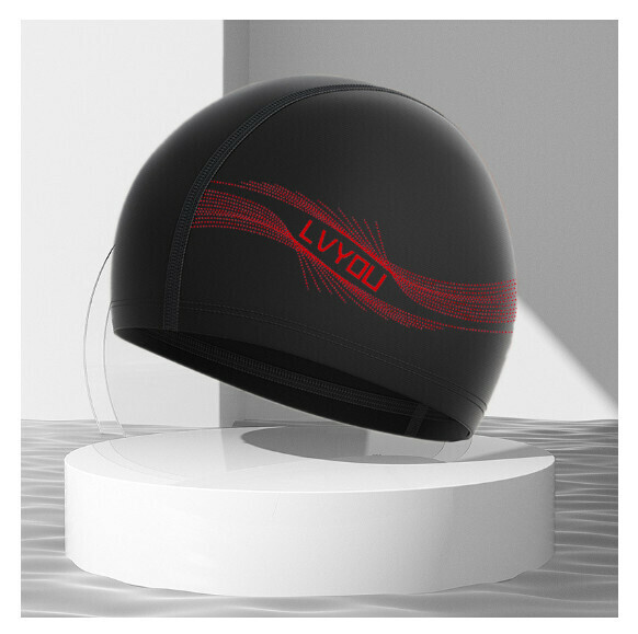 New spandex swimming cap [red stripe cloth cap]