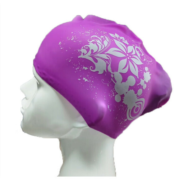 New silicone waterproof swimming cap [long hair silicone cap purple]