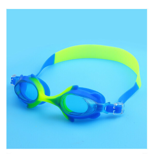 New waterproof and anti-fog children's swimming goggles [2800 cartoon swimming goggles blue and green]