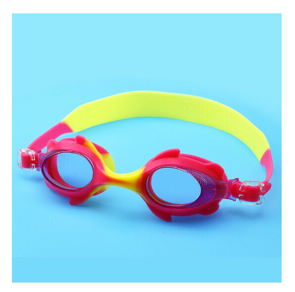 New waterproof and anti-fog children's swimming goggles [2800 cartoon swimming goggles in rose red and yellow]