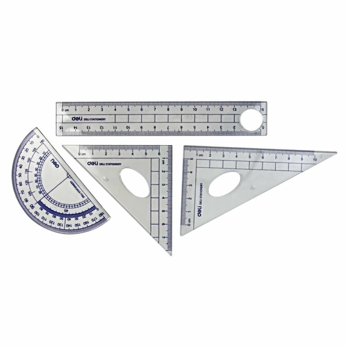 Deli 9597 Ruler Set Student Set Ruler + Triangle Ruler + Protractor 4-piece Set   