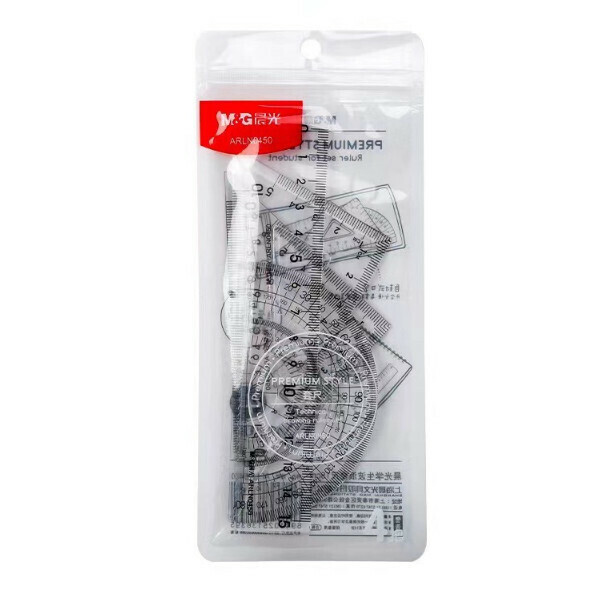 Transparent hard ruler four-piece set [N0450 wave ruler]