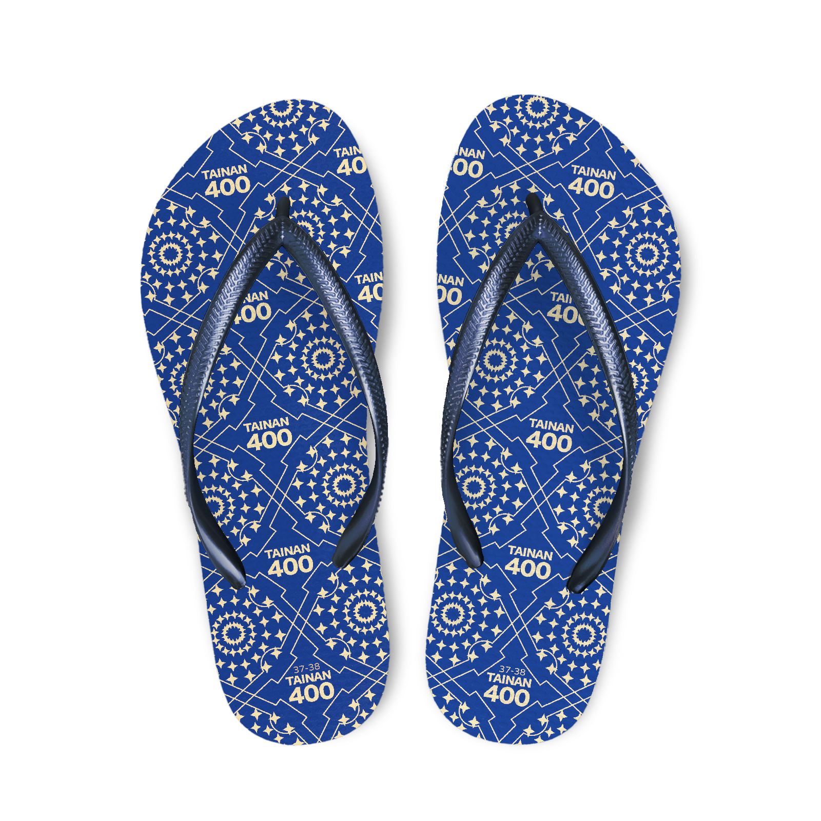 臺南400授權 藍晒圖藍  女款細帶人字夾腳拖鞋