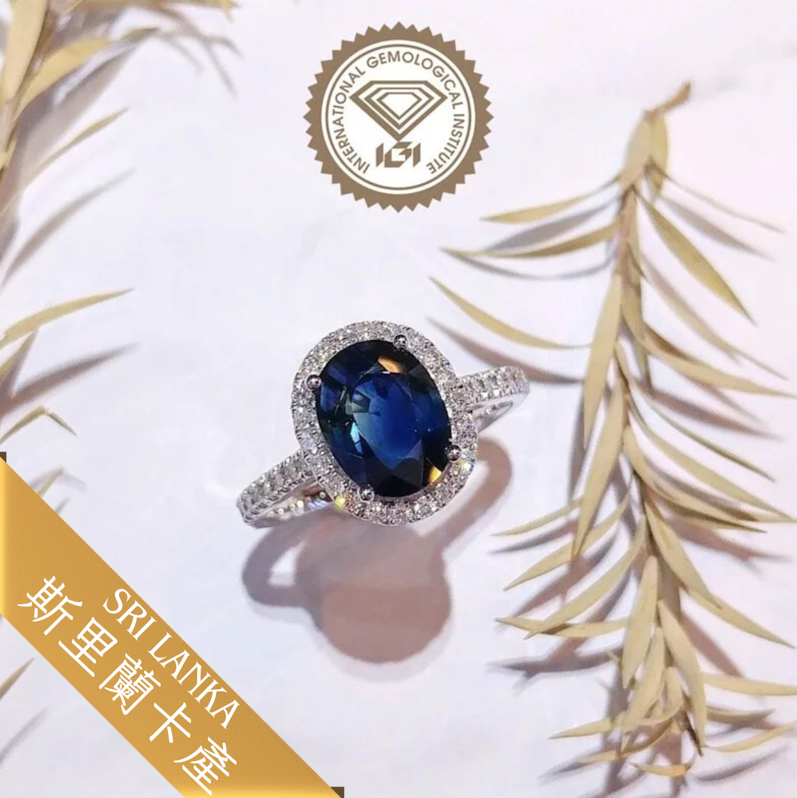 18K White Gold 2.68ct Sapphire and Diamond Ring