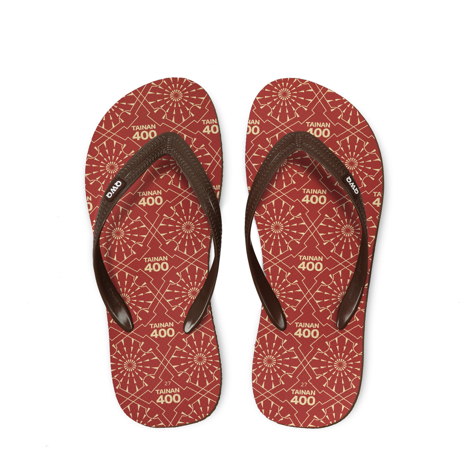 臺南400授權 祀典武廟紅 男款粗帶人字夾腳拖鞋