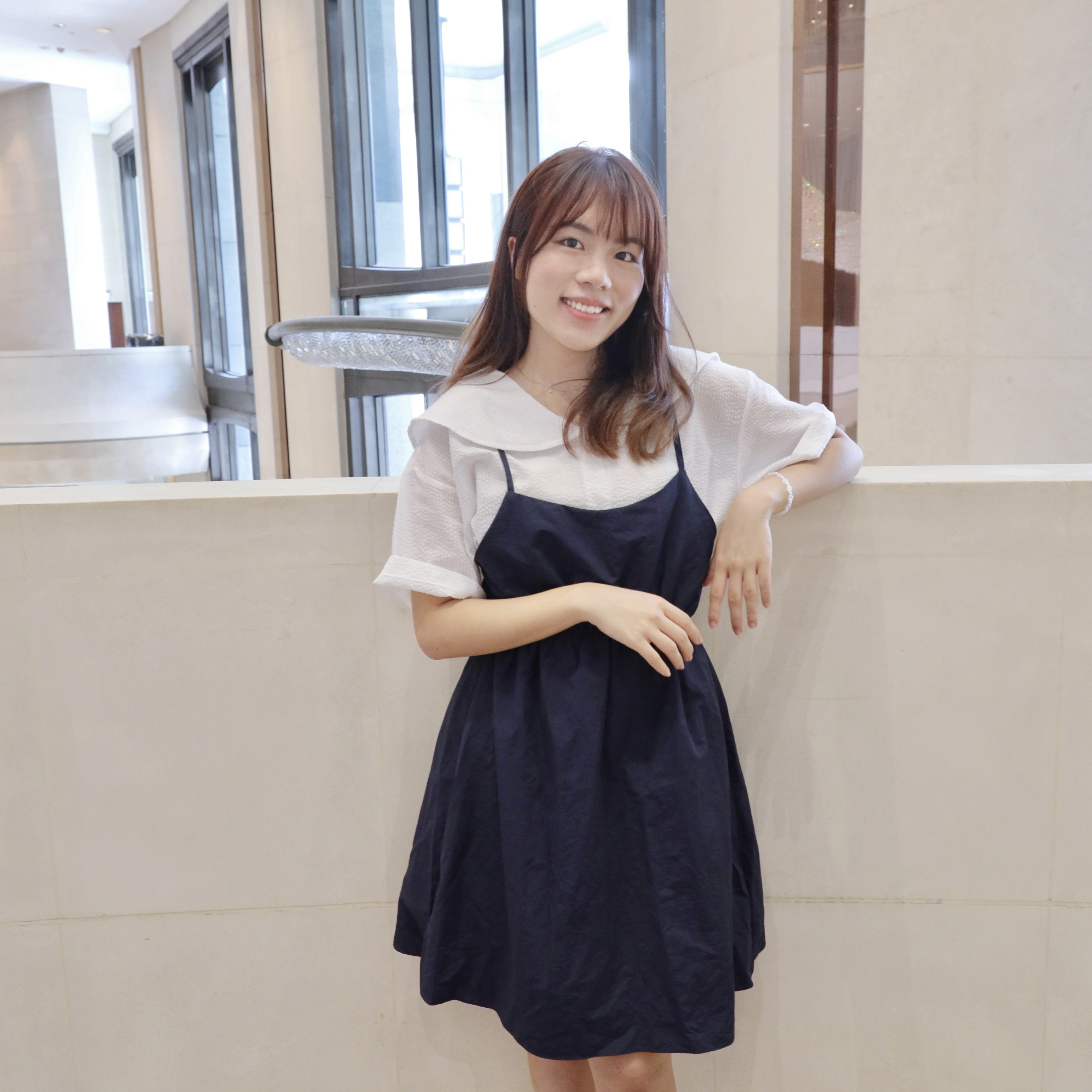 ||OPS207|| 簡約尼龍橡根腰吊帶連身裙