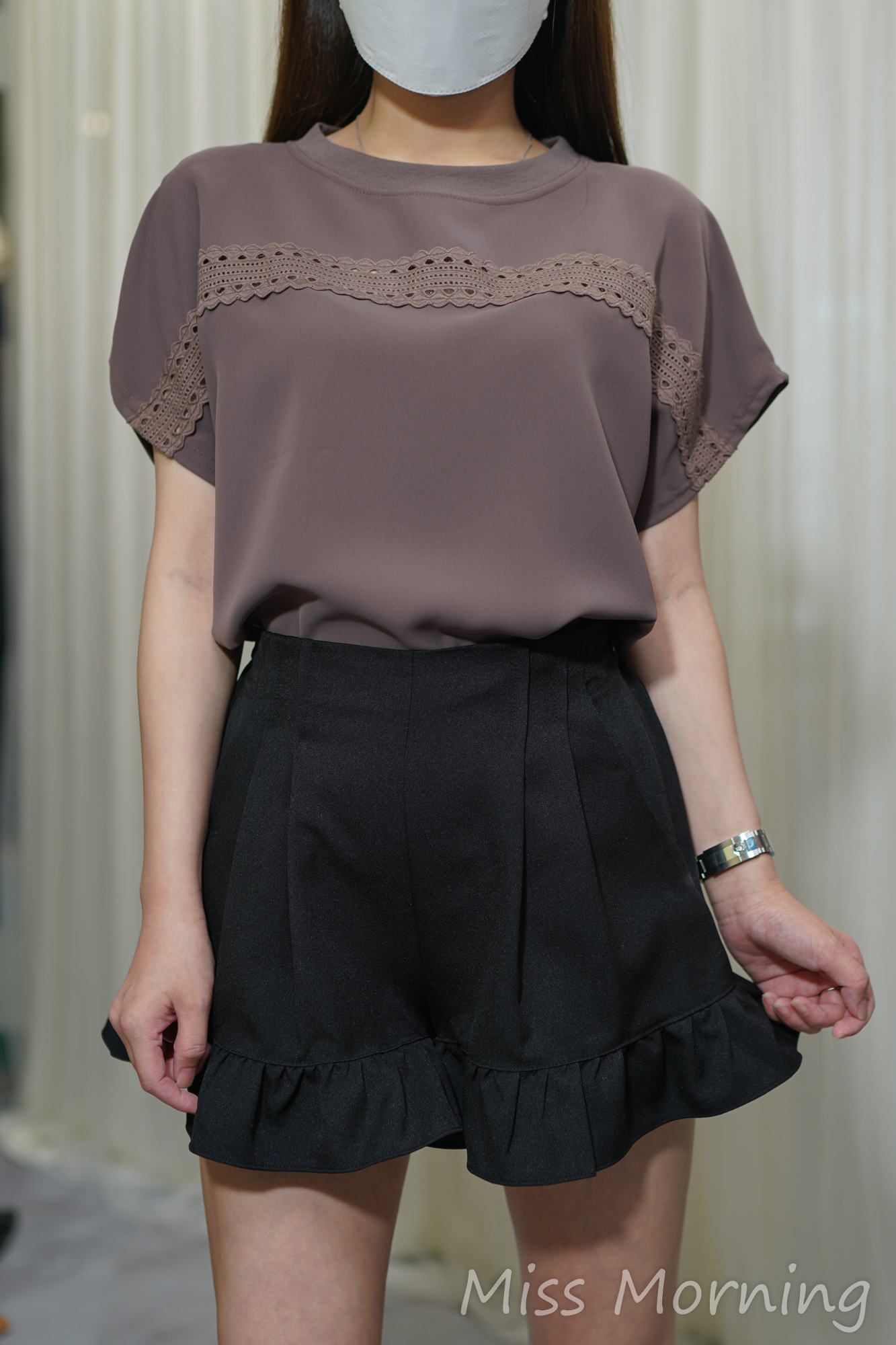 超順雪紡上衣(14005)&顯腳幼荷邊腳短褲(33767)