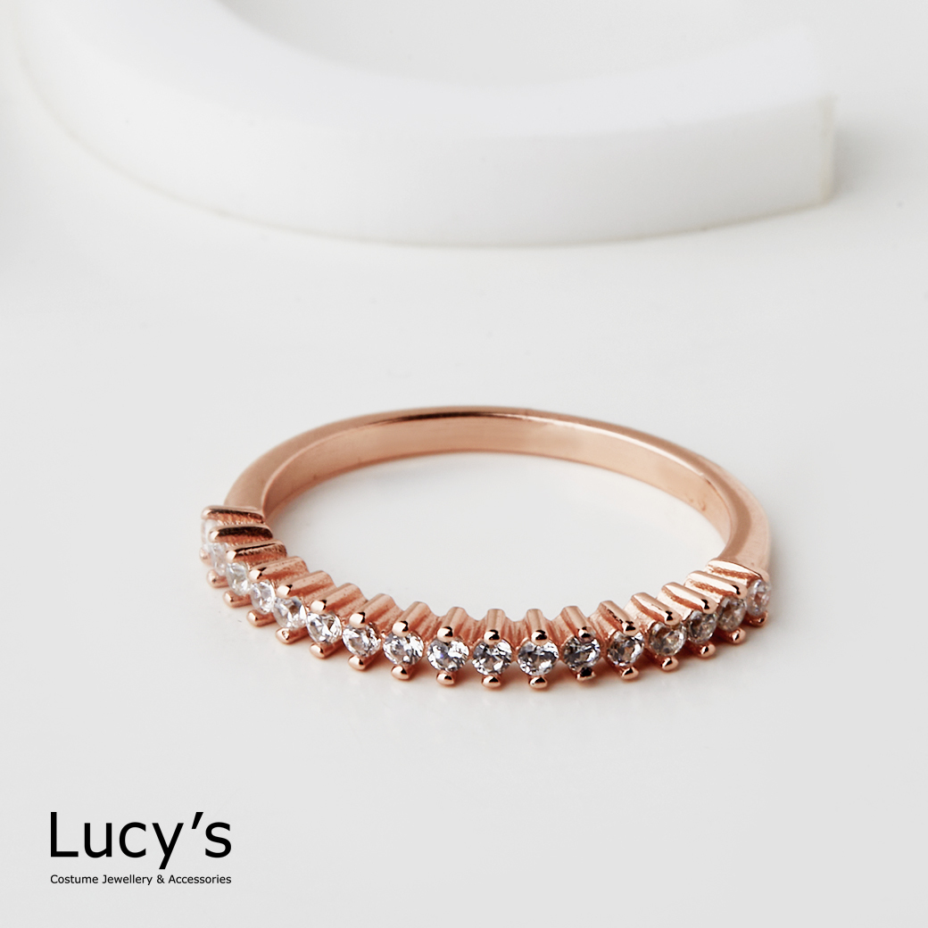 925純銀 半排鑽細圈 戒指 (116373/116379)