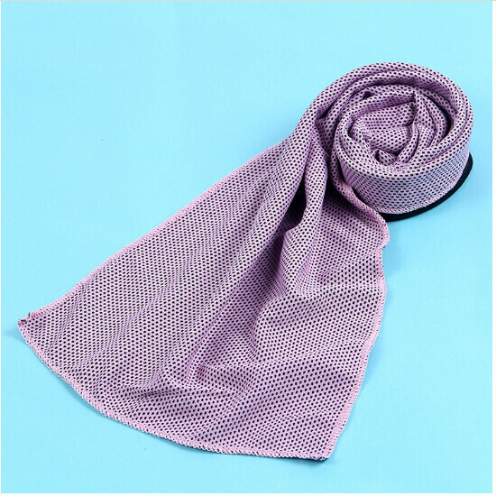 Outdoor quick-drying polyester cold towel ice towel (pink 30*90cm English bag packaging)