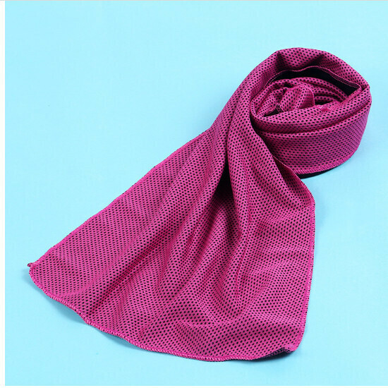 Outdoor quick-drying polyester cold towel Ice towel (rose red 30*90cm English bag packaging)