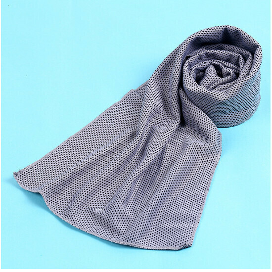 Outdoor quick-drying polyester cold towel ice towel (light gray 30*90cm English bag packaging)