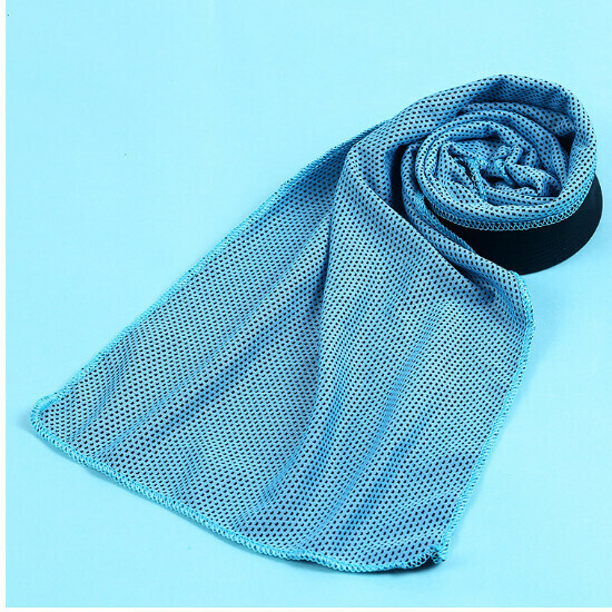 Outdoor quick-drying polyester cold towel Ice towel (light blue 30*90cm English bag packaging)