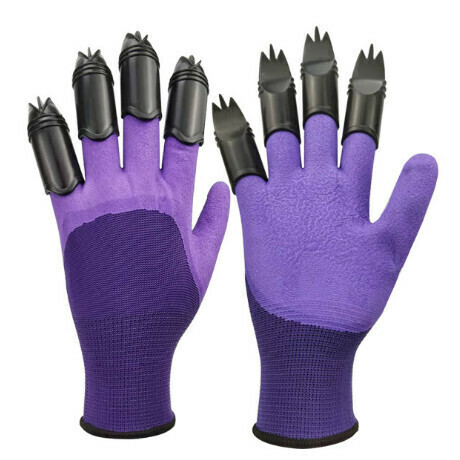 Gardening digging three-pronged claw gloves [trident purple two-handed claw] 