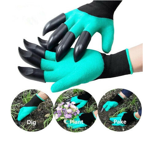 Gardening digging gloves protective paws [8 prongs green gloves] 