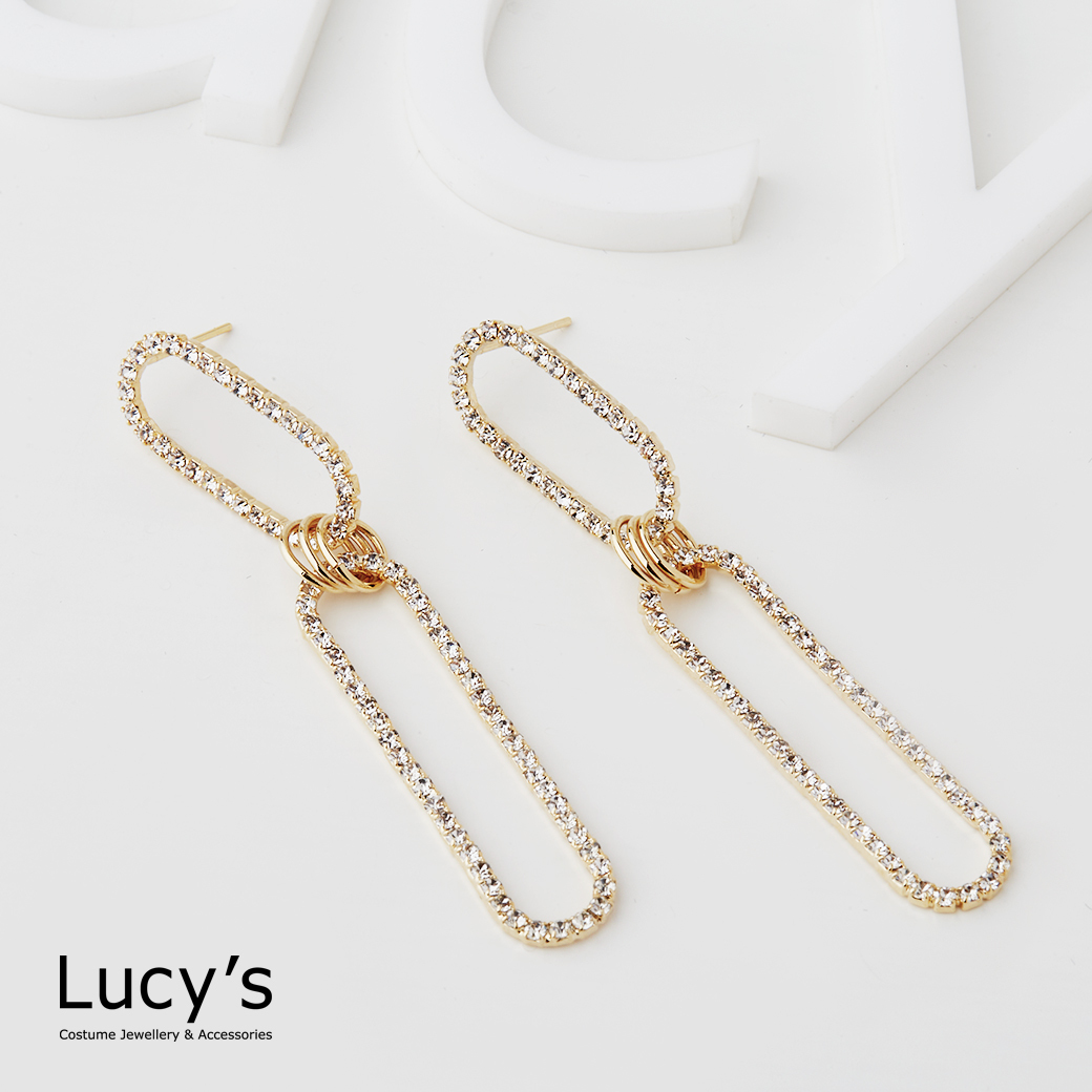 滿鑽鍊條 耳環 (三色) (116715/116716/116717)