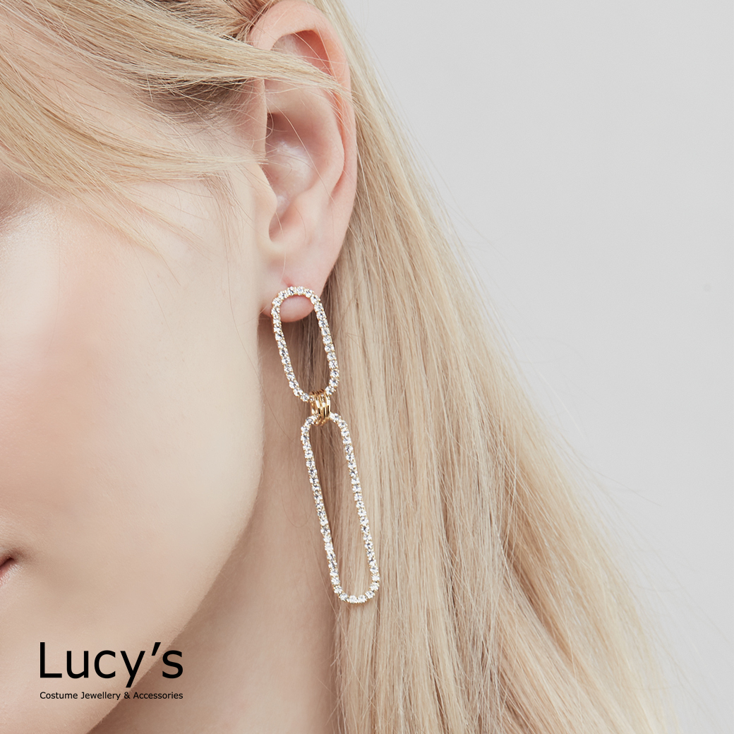 滿鑽鍊條 耳環 (三色) (116715/116716/116717)