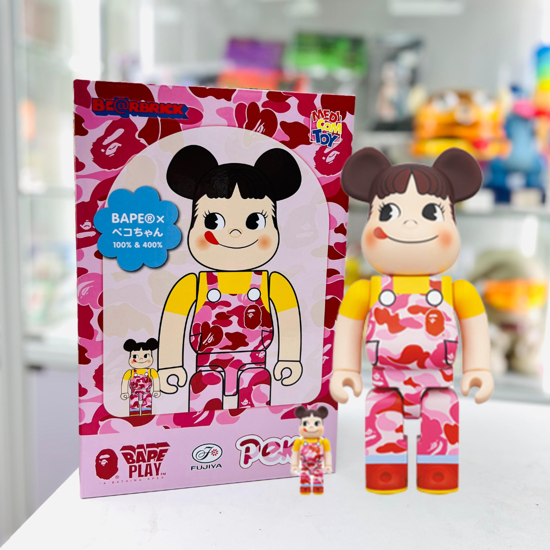 100%+400% BE@RBRICK BAPE(R) Peko chan ( GREEN／PINK／BLUE
