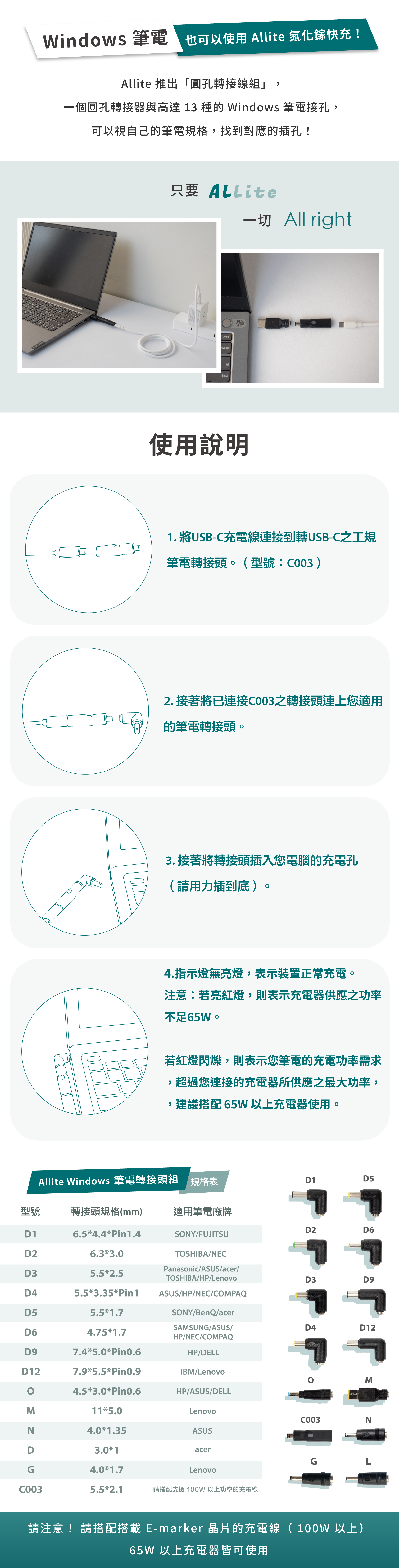 Allite Windows 轉接頭組