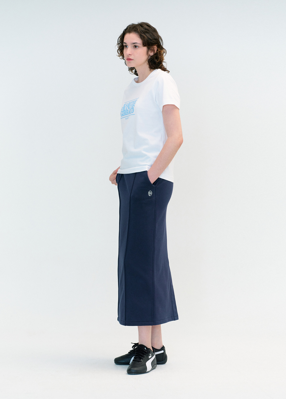 Marithe Francois Girbaud W CIRCLE LOGO SWEAT SKIRT navy
