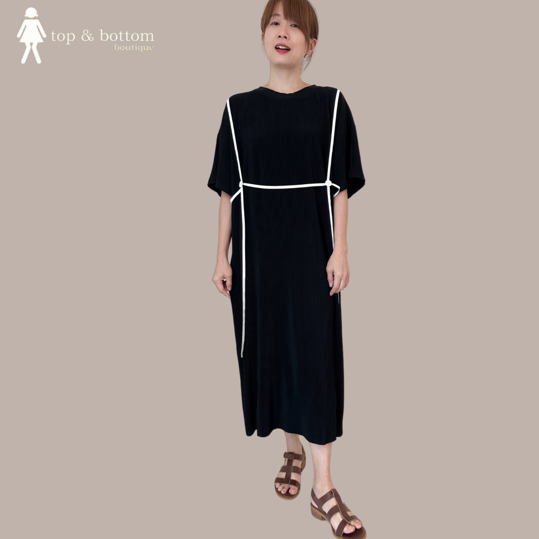 S/SLEEVE PLEATS OVERSIZE CASUAL DRESS