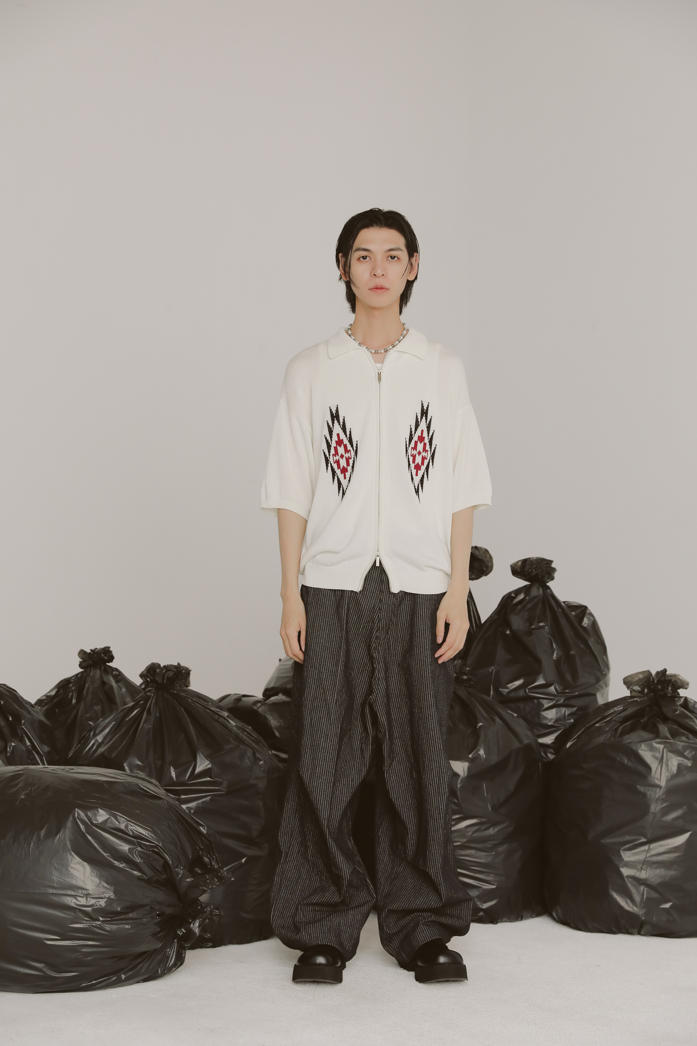 Pattern Short Sleeves Cardigan #針織上衣