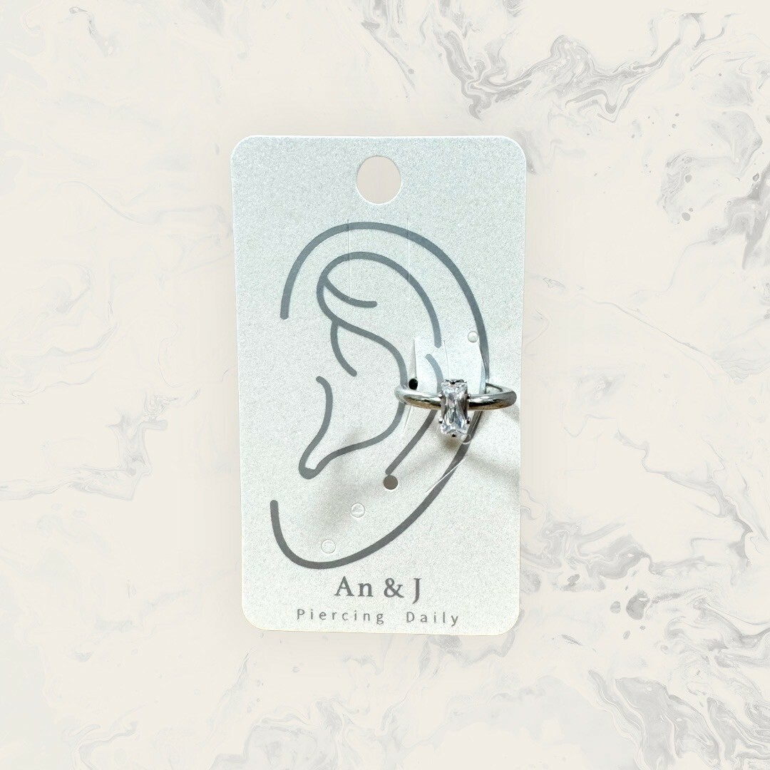 韓國直送耳骨夾 粗線中直鋯 鍍白金