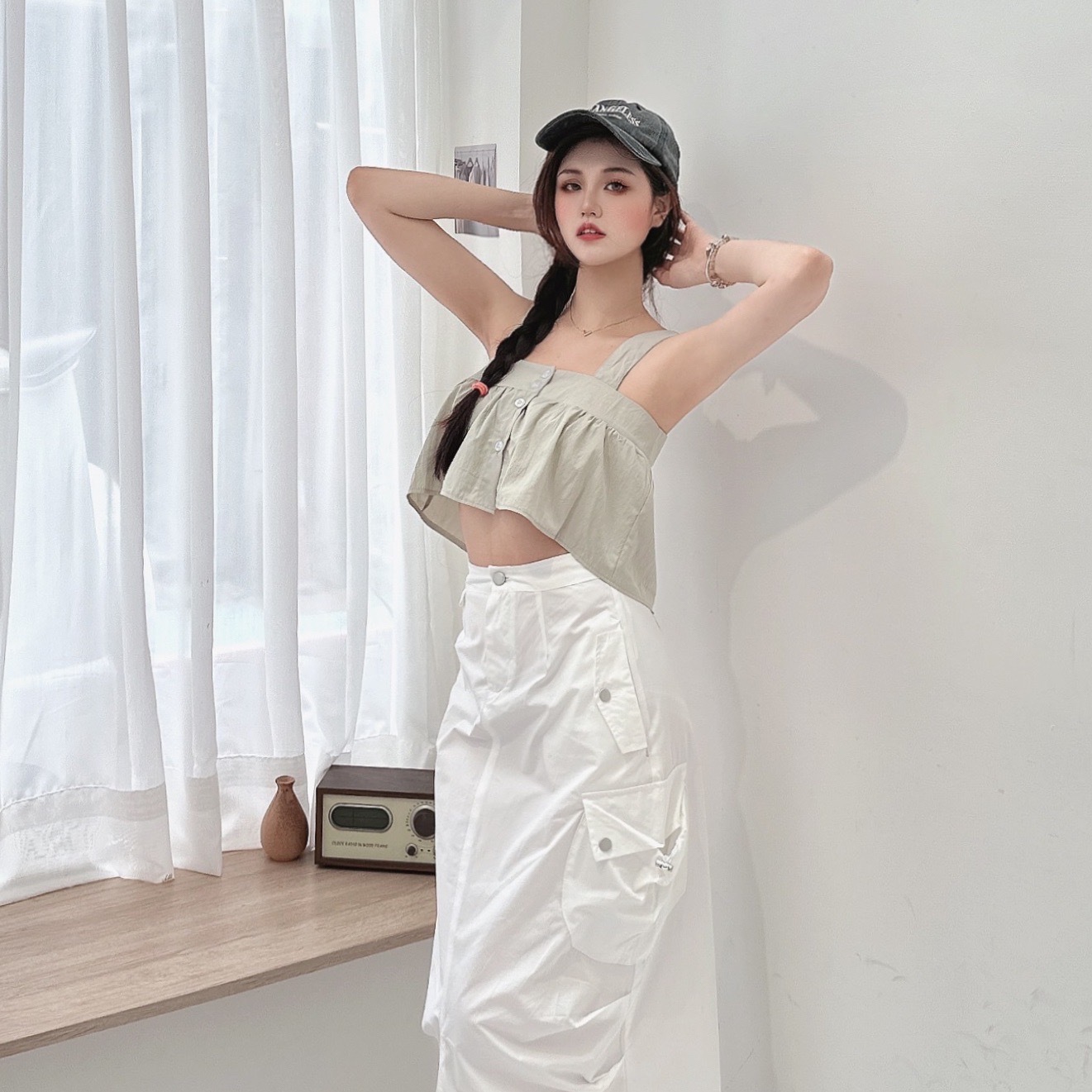 貝殼扣兩穿背心/二色