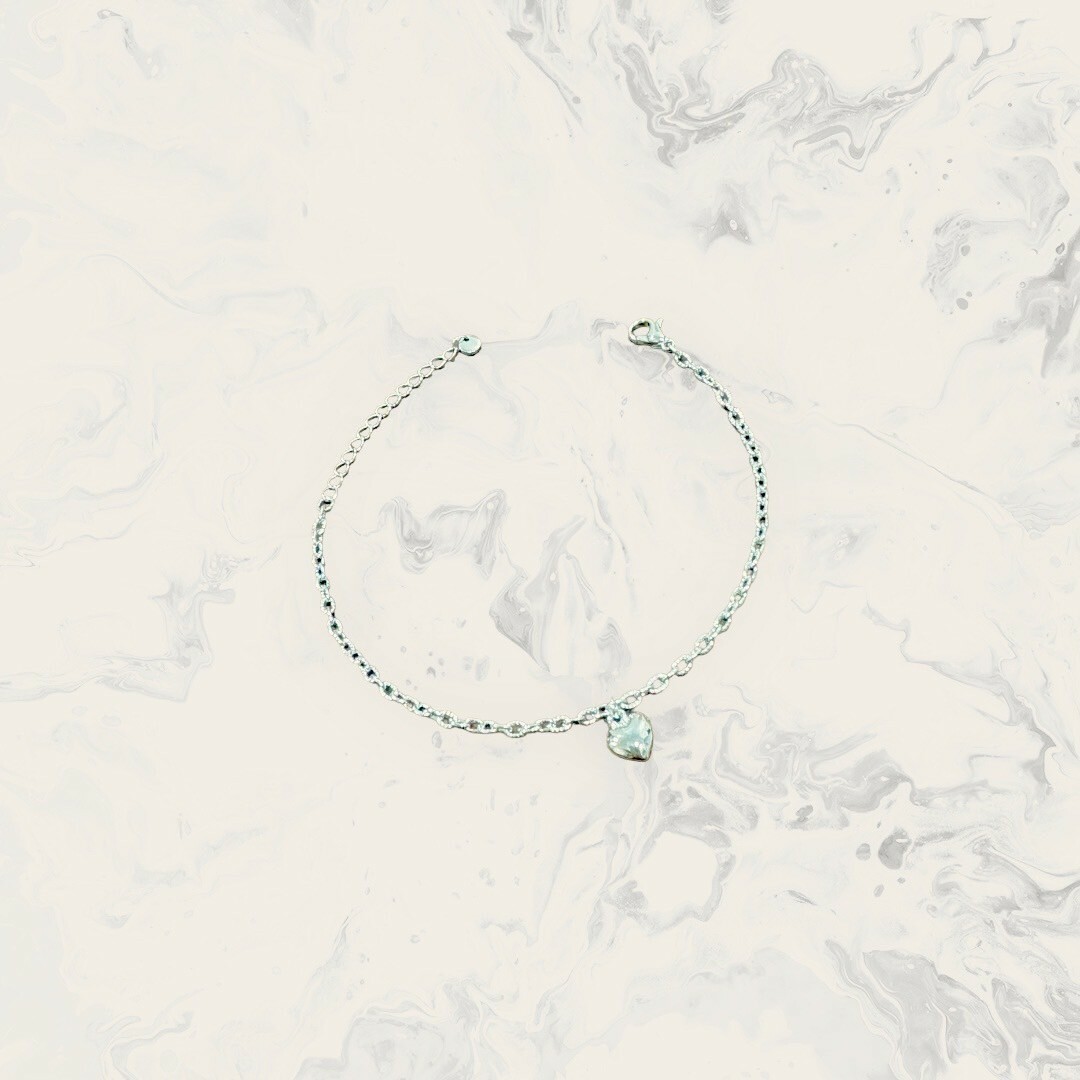 韓國直送手鍊 刻紋圓圈鍊吊愛心