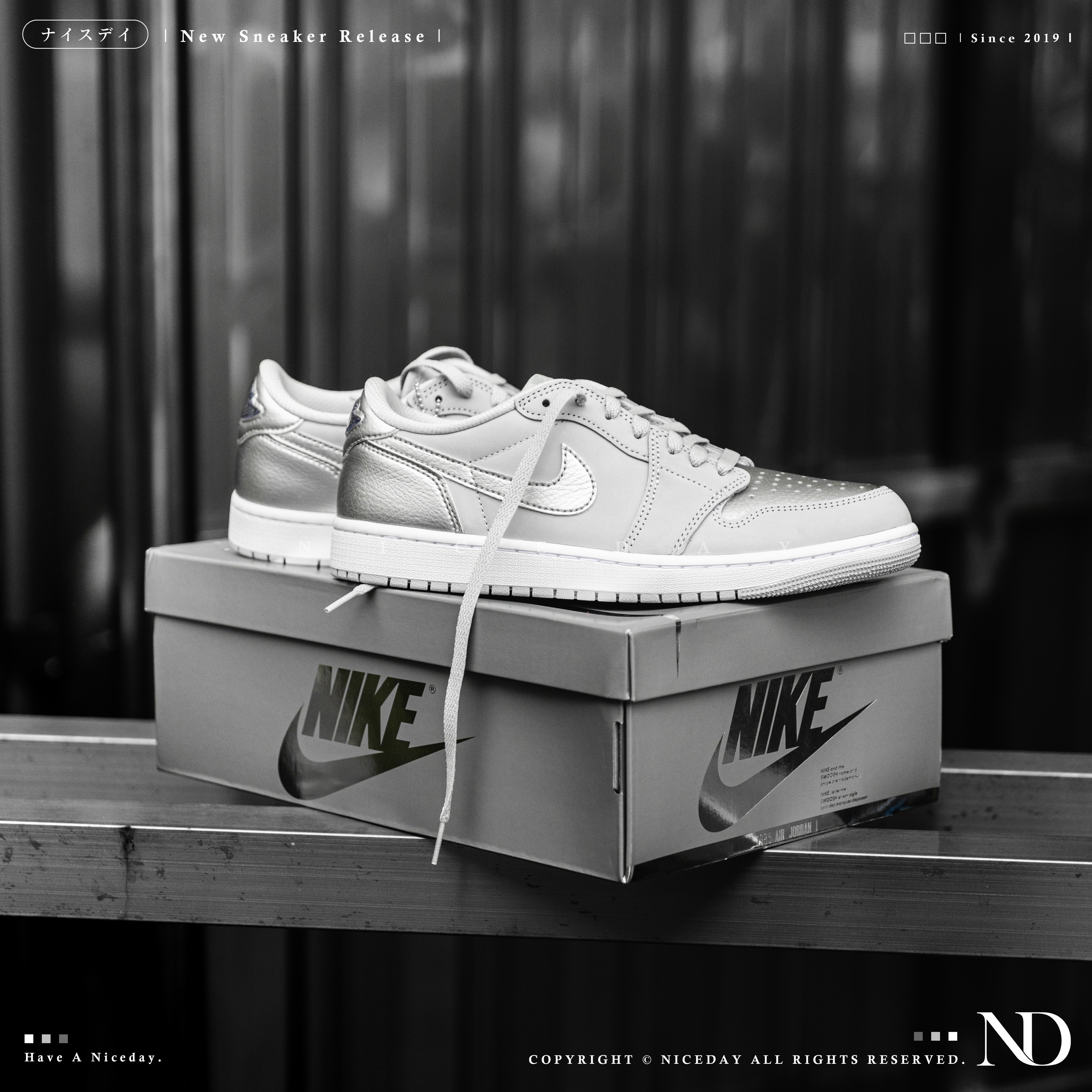 NICEDAY 現貨 AIR JORDAN 1 LOW OG CO JP 東京 銀 漆皮 拼接 特殊款 男女尺寸