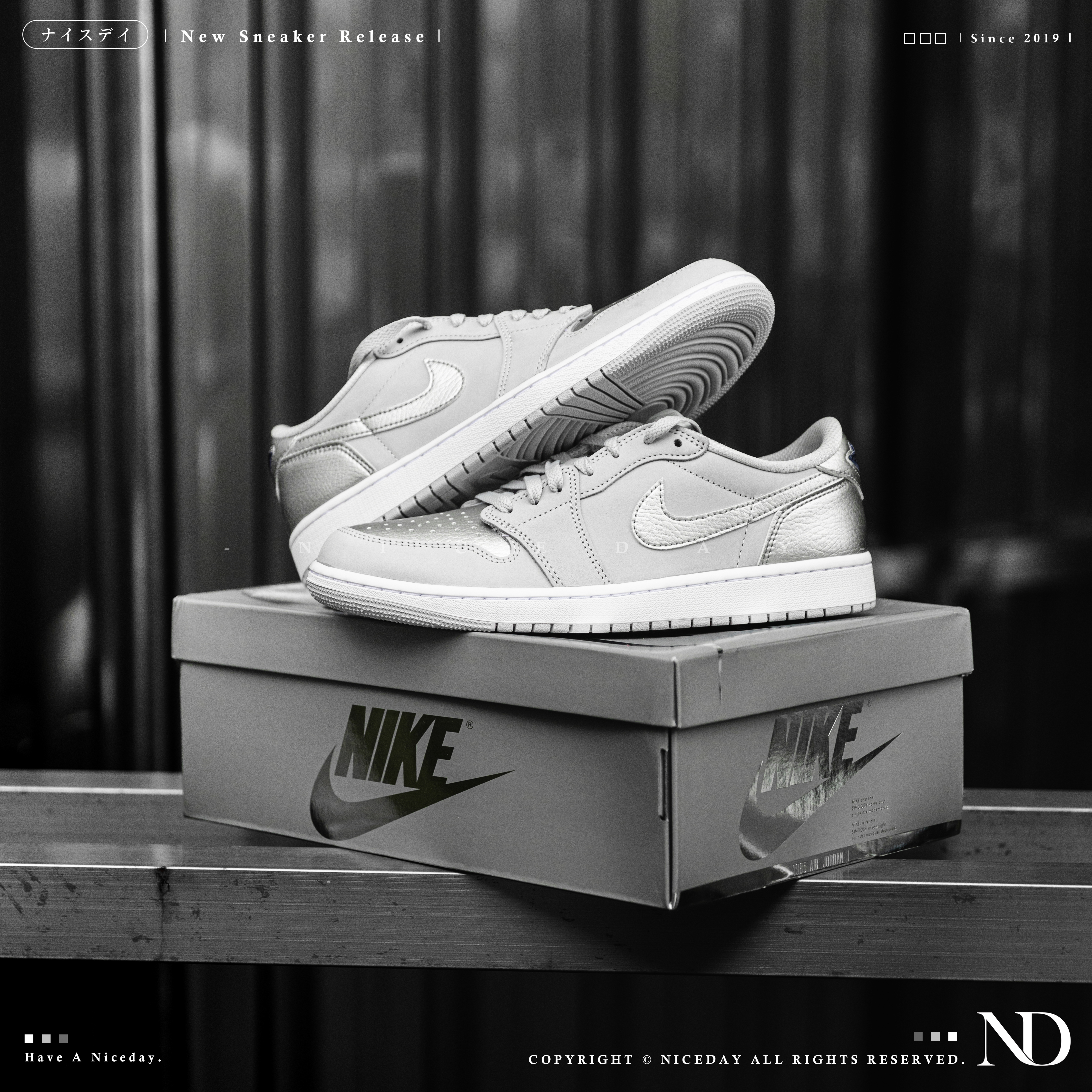 NICEDAY 現貨 AIR JORDAN 1 LOW OG CO JP 東京 銀 漆皮 拼接 特殊款 男女尺寸