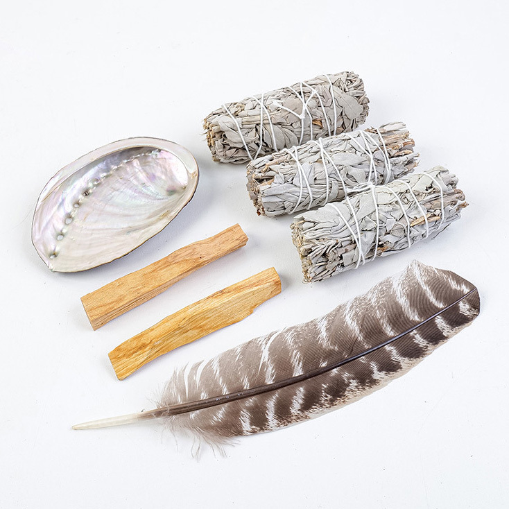 【聖草】淨化昇華套組(白鼠尾草+祕魯聖木+珍珠貝殼鮑+火雞毛)