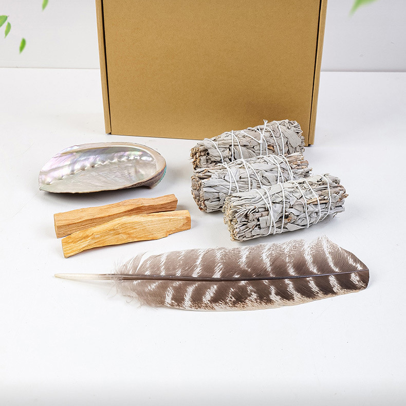 【聖草】淨化昇華套組(白鼠尾草+祕魯聖木+珍珠貝殼鮑+火雞毛)