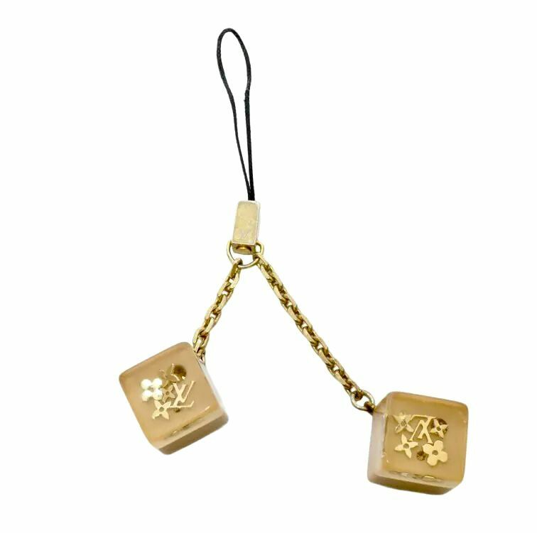 90%NEW二手 LV 焦糖色骰子掛飾/吊飾/電話繩 M65323 #香榭站正品