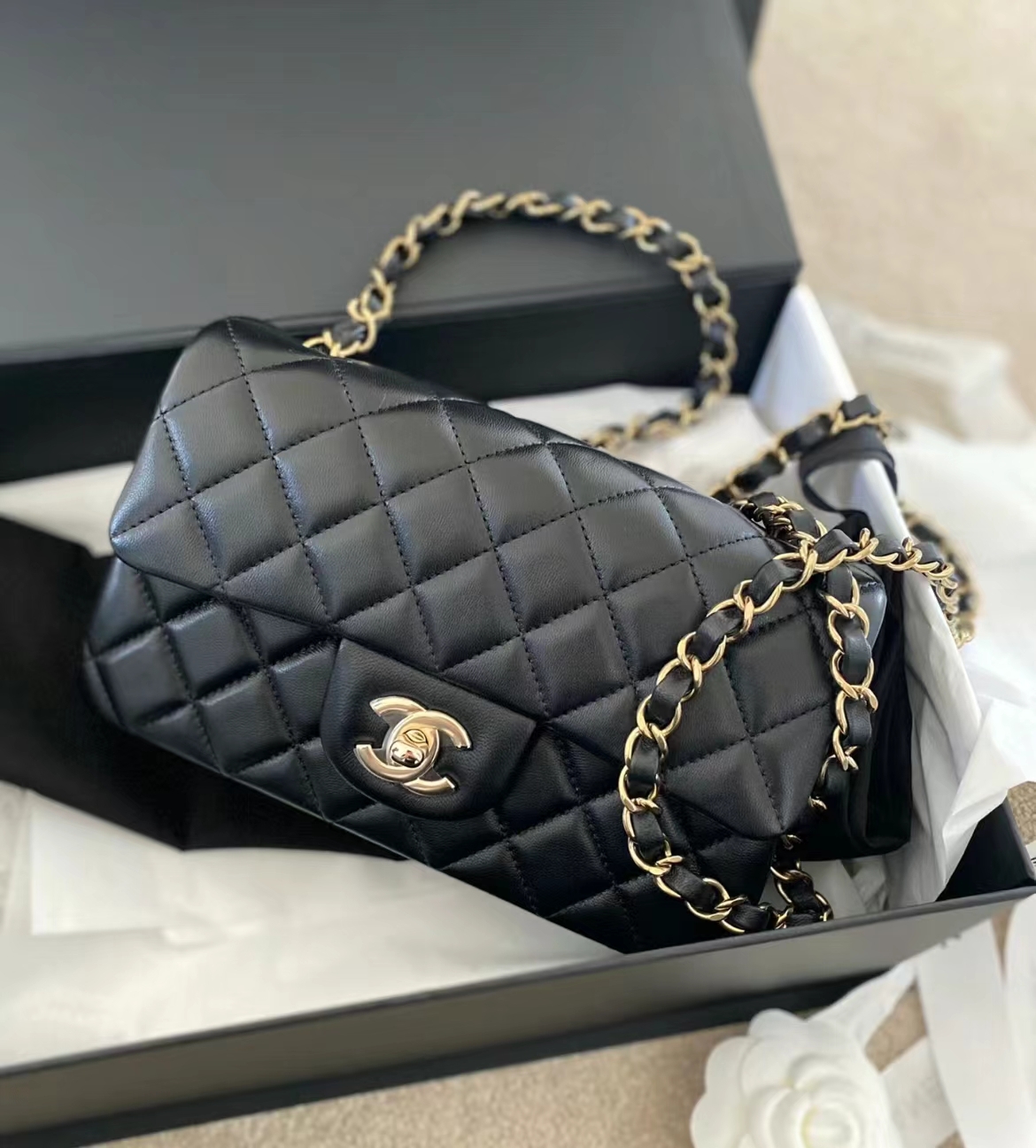 Chanel mini cf 黑金  -M