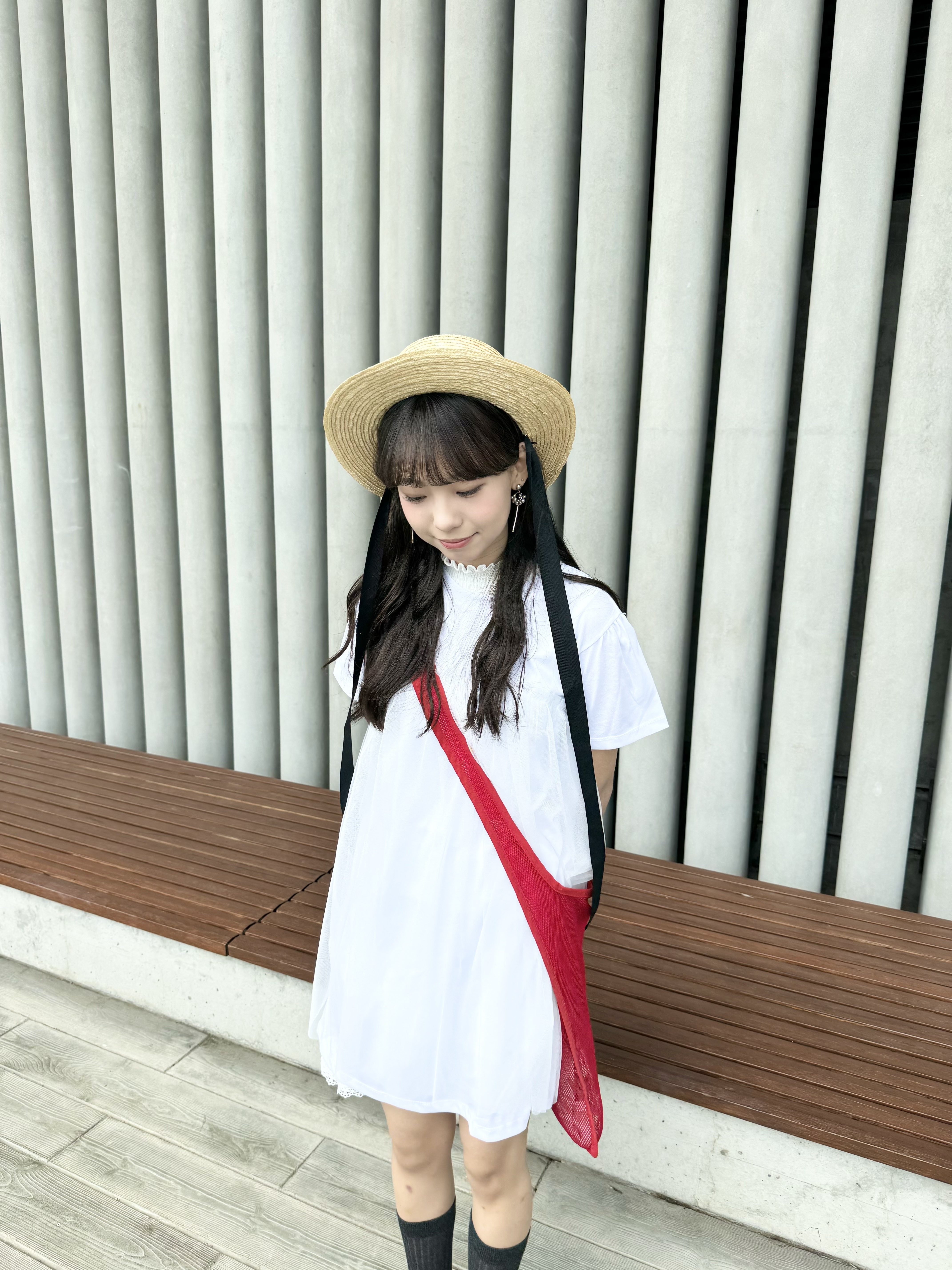 [三色入] 短袖連胸口紗紗短ops ( White )