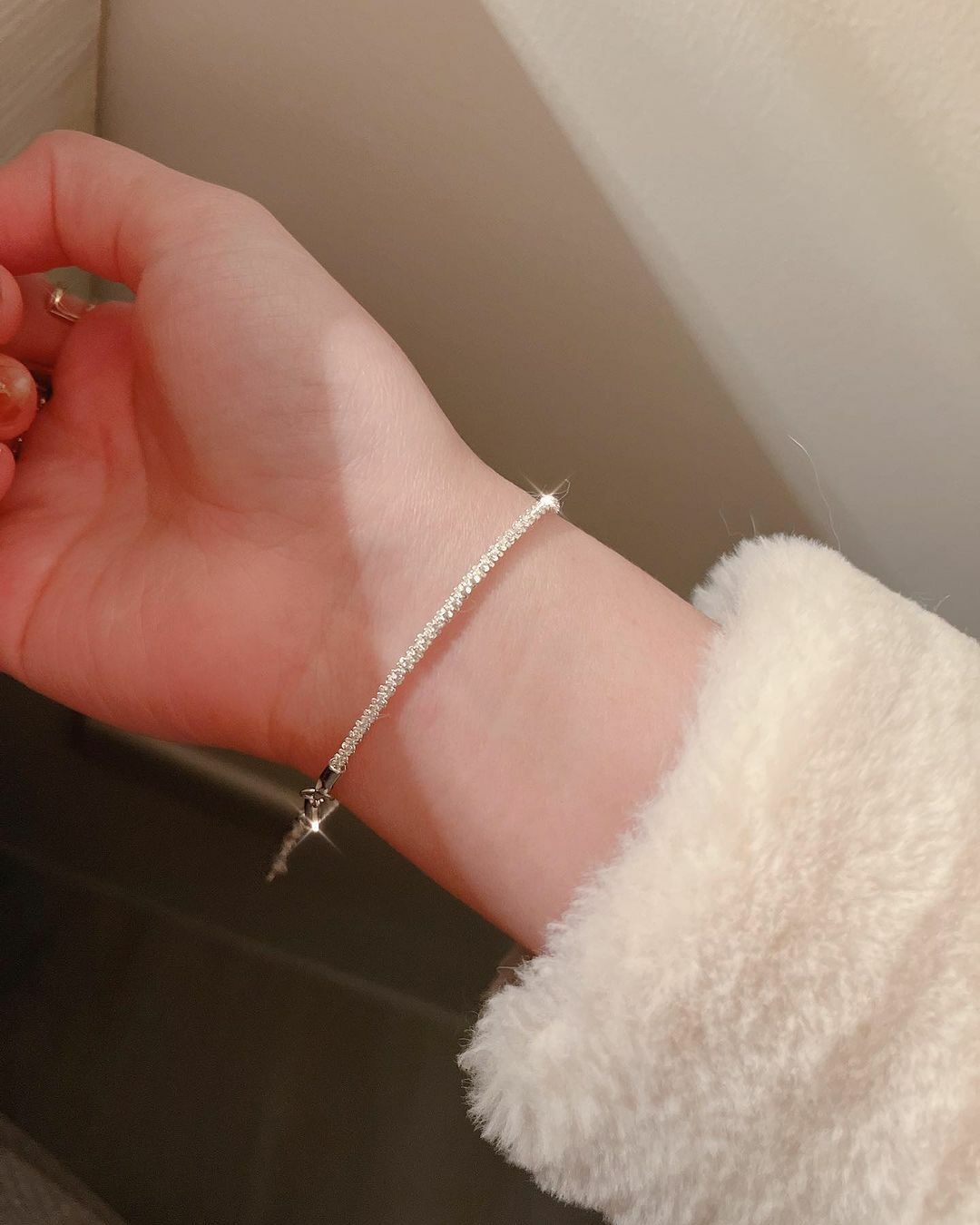 波光粼粼星閃純銀手鍊