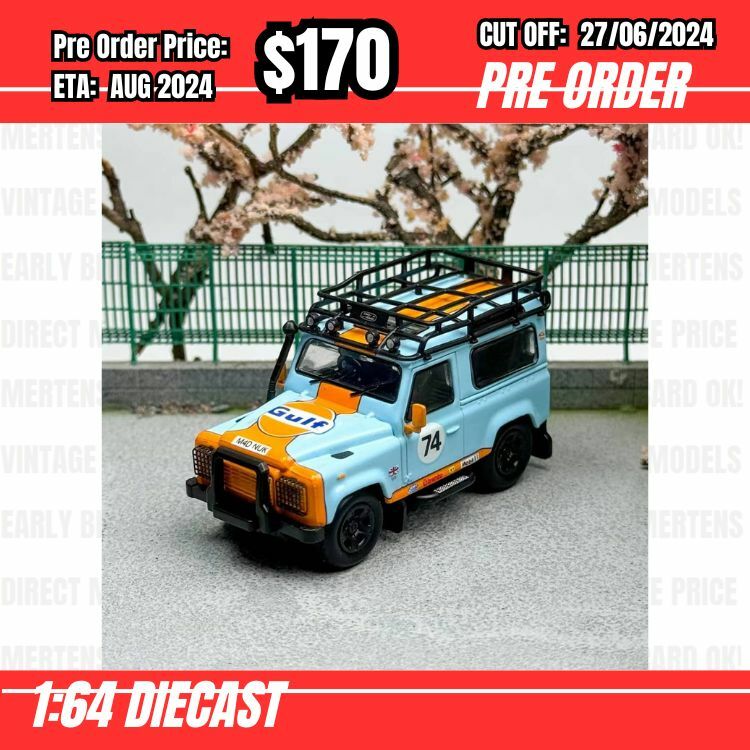 PO-$170 * Master * 1:64 Land Rover Defender 90 Gulf #74 [OD45463]